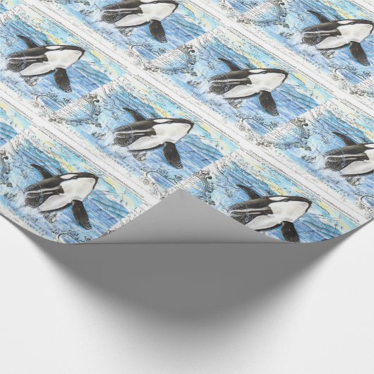Orca - Antike Karte Geschenkpapier (Ecke)