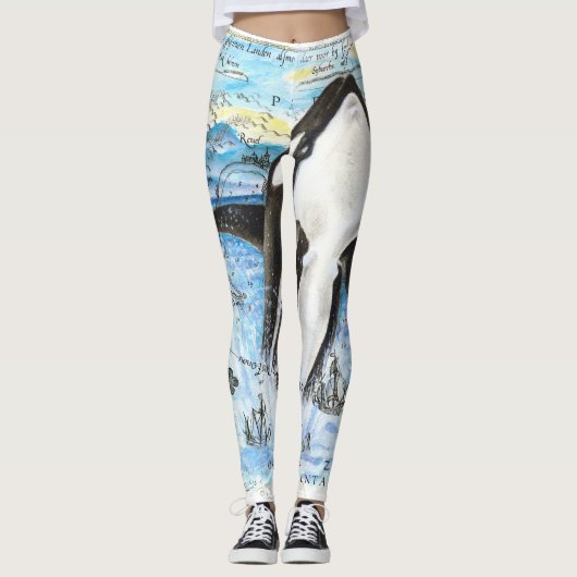 Orca - Antike Karte Leggings (Vorderseite)