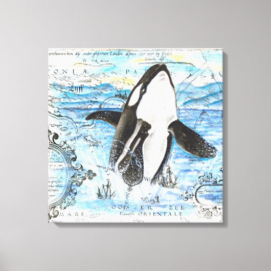 Orca - Antike Karte Leinwanddruck (Vorderseite)