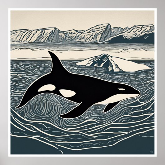 Orca - Archivwoodblock Print Poster (Vorne)