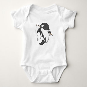 Orca as Fisher mit Angelrute Baby Strampler