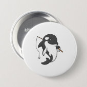 Orca as Fisher mit Angelrute Button (Vorne & Hinten)