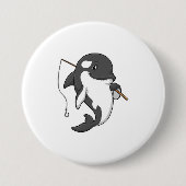 Orca as Fisher mit Angelrute Button (Vorderseite)