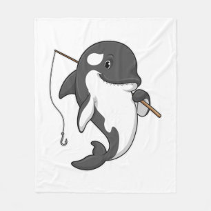 Orca as Fisher mit Angelrute Fleecedecke