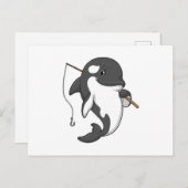 Orca as Fisher mit Angelrute Postkarte (Vorne/Hinten)