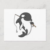 Orca as Fisher mit Angelrute Postkarte (Vorderseite)