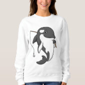 Orca as Fisher mit Angelrute Sweatshirt (Vorderseite)