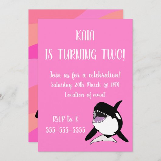 Orca Birthday Einladung (Vorne/Hinten)