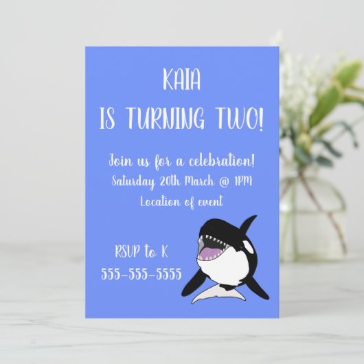 Orca Birthday Einladung (Stehend Vorderseite)