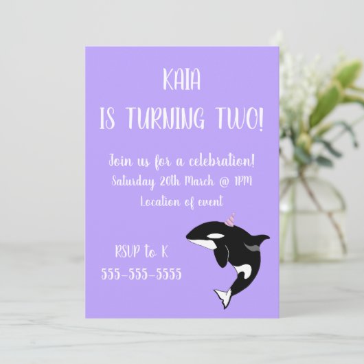 Orca Birthday Einladung (Stehend Vorderseite)