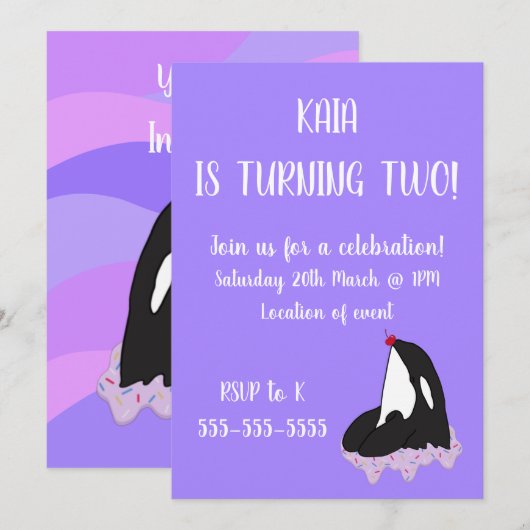 Orca Birthday Einladung (Vorne/Hinten)