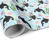 Orca Birthday Gift Wrapping Paper in Blue Geschenkpapier (Rolleneckpunkt)