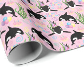 Orca Birthday Gift Wrapping Paper in Pink Geschenkpapier (Rolleneckpunkt)