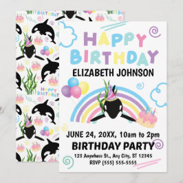 Orca Birthday Invitation in White Einladung