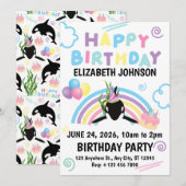 Orca Birthday Invitation in White Einladung (Vorne/Hinten)