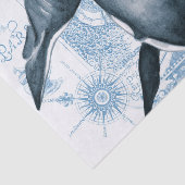 Orca Blue Compass Vintage Karte Seidenpapier (Ausschnitt)