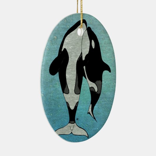 Orca Blue Keramik Ornament (Rechts)
