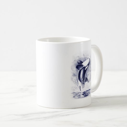 Orca Breaching Kaffeetasse (VorderseiteRechts)