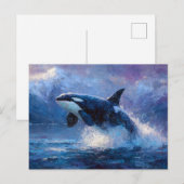 Orca Breaching Near Snowy Mountains Postkarte (Vorne/Hinten)