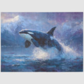 Orca Breaching Near Snowy Mountains Seidenpapier (Vorderseite)