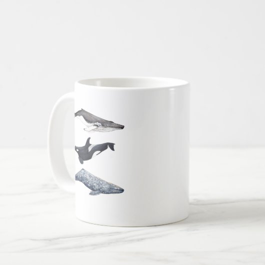 Orca, buckliger Wal und grauer Wal, Kaffeetasse (Vorderseite Links)