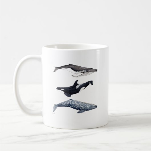 Orca, buckliger Wal und grauer Wal, Kaffeetasse (Links)