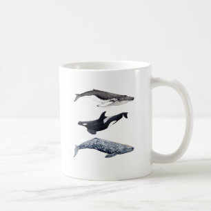 Orca, buckliger Wal und grauer Wal, Kaffeetasse
