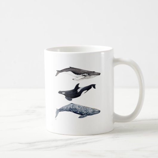Orca, buckliger Wal und grauer Wal, Kaffeetasse (Rechts)