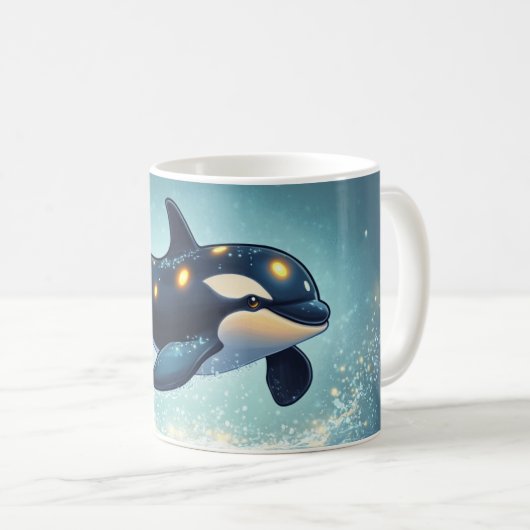 Orca-Cartoon-Stil lebendig Süße Farbenfülle Kaffeetasse (VorderseiteRechts)