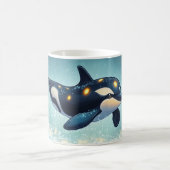 Orca-Cartoon-Stil lebendig Süße Farbenfülle Kaffeetasse (Mittel)