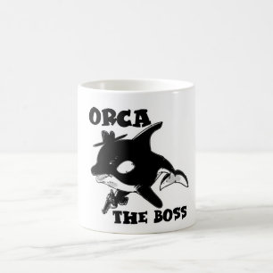 Orca Cartoon Stil lustige Illustration Kaffeetasse