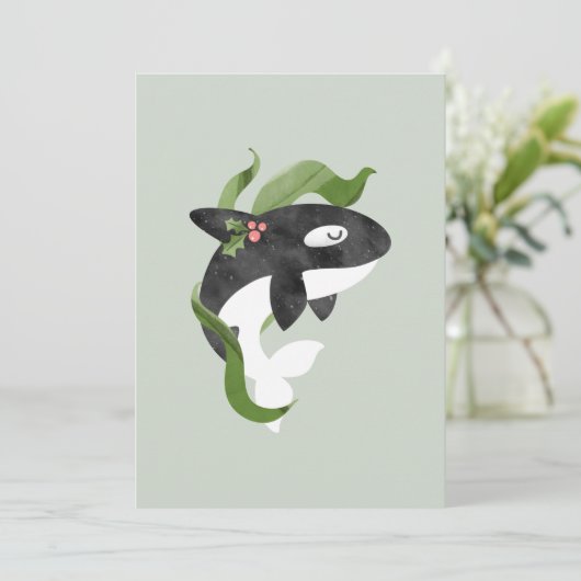 Orca Christmas Feiertagskarte (Stehend Vorderseite)