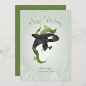 Orca Christmas Flat Weihnachtskarte Feiertagskarte (Vorne/Hinten)