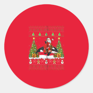 Orca Christmas Pajama Runder Aufkleber