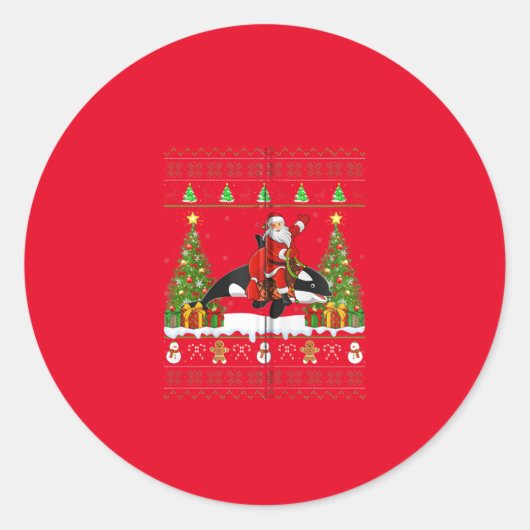 Orca Christmas Pajama Runder Aufkleber (Vorderseite)