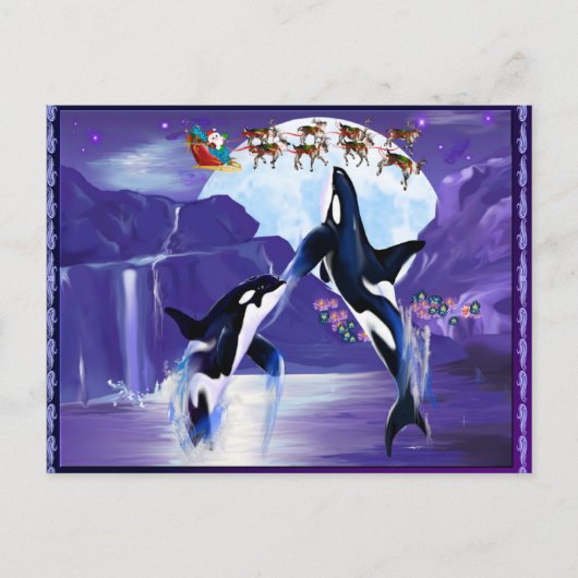 Orca Christmas Postkarte (Vorderseite)