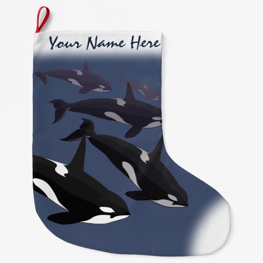 Orca Christmas Strumpf Personalisiert Killer Whale Großer Weihnachtsstrumpf (Vorderseite)