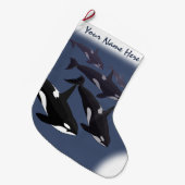 Orca Christmas Strumpf Personalisiert Killer Whale Großer Weihnachtsstrumpf (Vorderansicht (hängend))