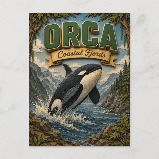 Orca Coastal Fjords POPCUT Postkarte (Vorderseite)
