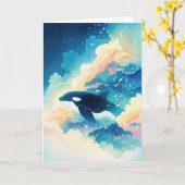 Orca Dancing in den Wellen Karte (Gelbe Blume)