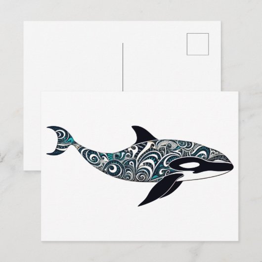 Orca doodle Small Postkarte (Vorne/Hinten)