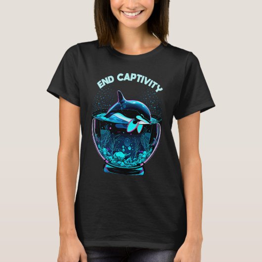 Orca End Captivity Free The Orcas Marine Protectio T-Shirt (Vorderseite)