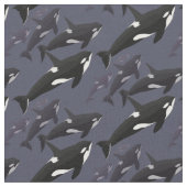 Orca Fabric Killer Whale Art Natural Leinen Fabrik Stoff (Nahaufnahme)