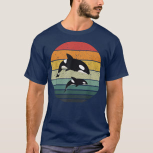 Orca-Familie Vintage Retro Art, Mörderwal Familie T-Shirt