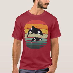 Orca-Familie Vintage Retro Art Schwertwal T-Shirt