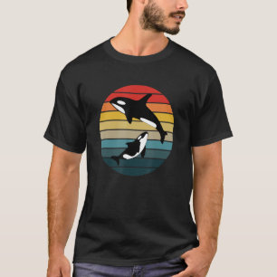 Orca-Familie Vintage Retro Schwertwal-Familie T-Shirt