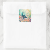 Orca Floral World Quadratischer Aufkleber (Tasche)