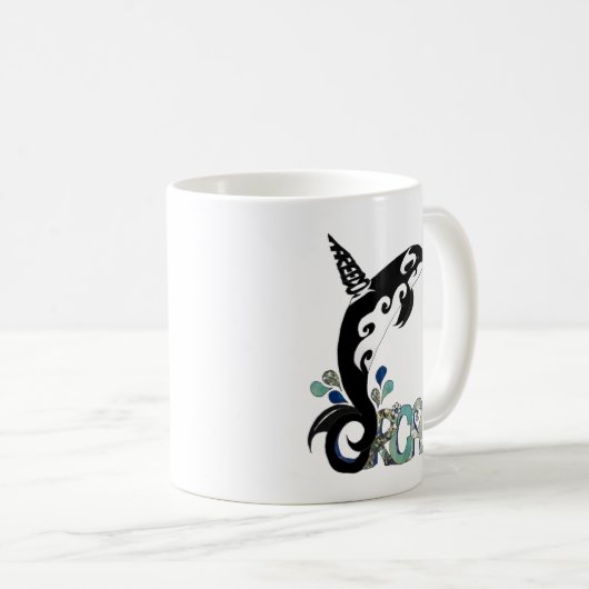 Orca Freedom Kunst Kaffeetasse (VorderseiteRechts)