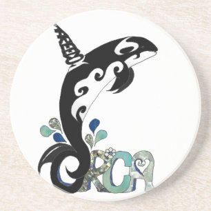 Orca Freedom Kunst Sandstein Untersetzer