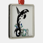 Orca Freedom Kunst Silbernes Ornament (Rechts)